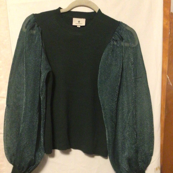 Betsy sheer balloon sleeve knit blouse by TUCKERNUCK SZ L - Picture 4 of 9